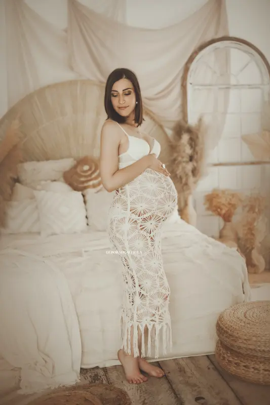 bohemian photo studio Orléans, France: elegant bohemian-style scene, soft vertical framing, soft colors