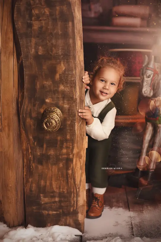 Christmas photo in Orléans, France, festive end-of-year moment, polished vertical portrait, natural tones