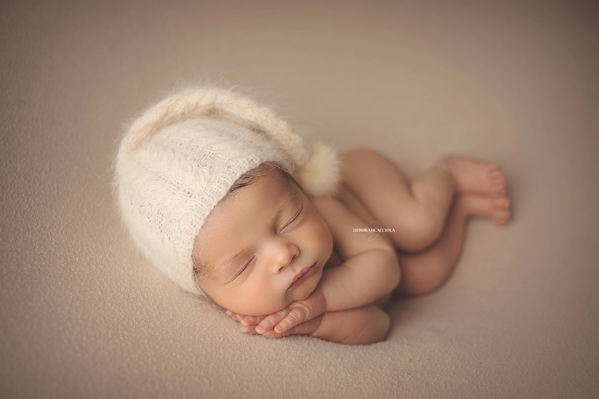 baby session in Orléans, France - tender moment with baby, harmonious wide shot, natural tones