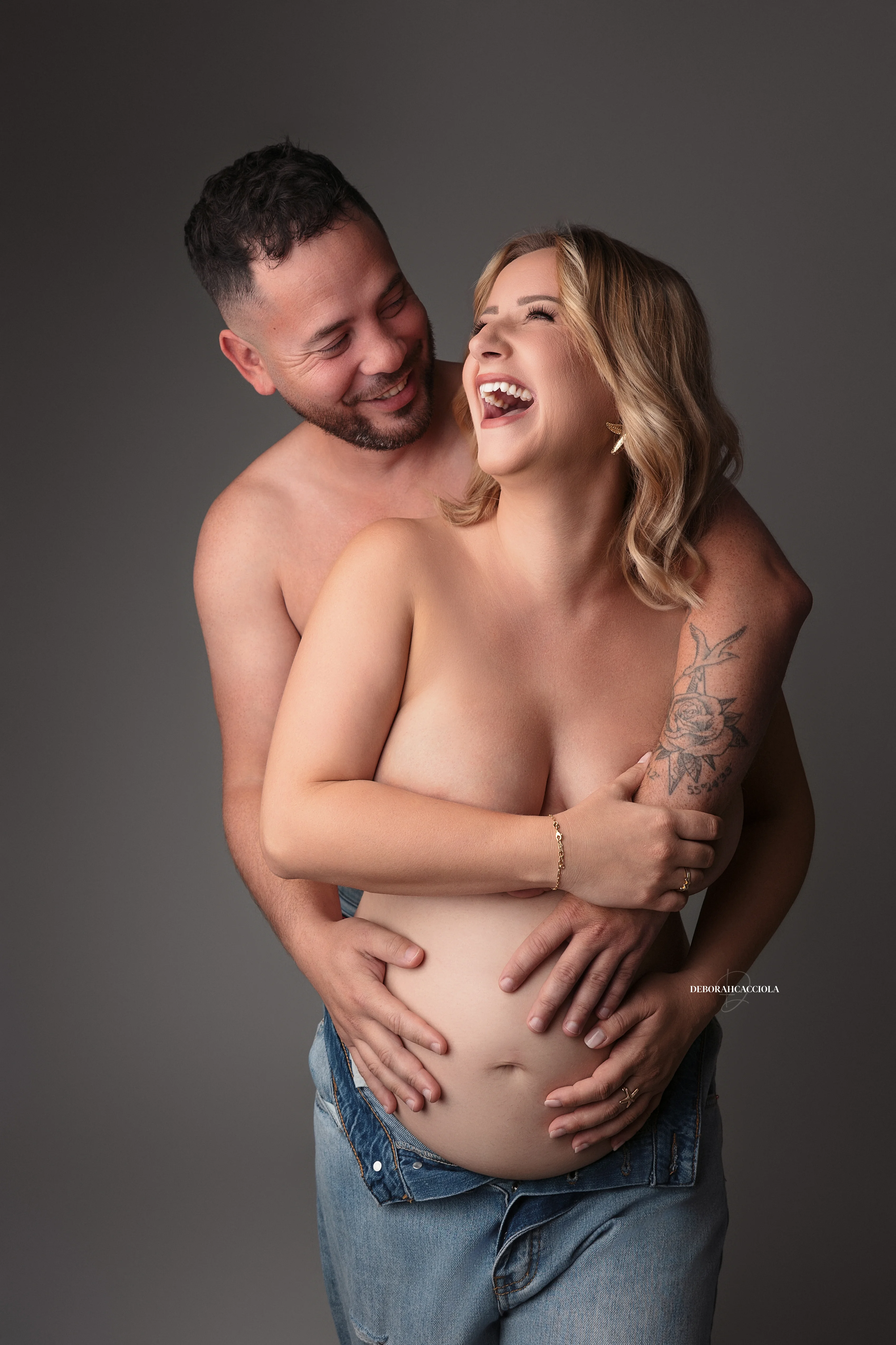 maternity portrait in Orléans, France: pregnancy moment, elegant vertical shot, bright style