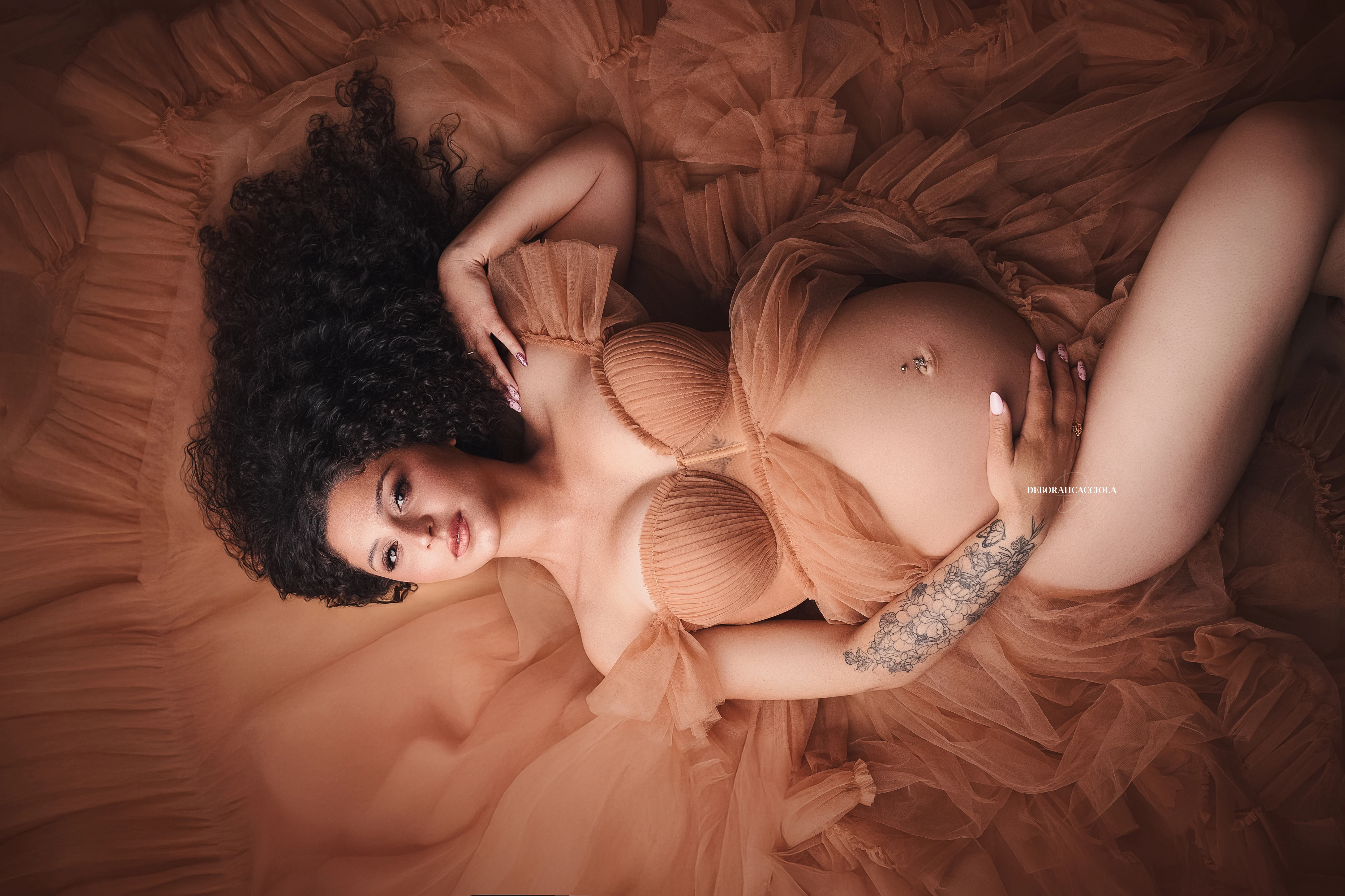 pregnancy scene in Orléans, France: mother-to-be portrait, harmonious wide shot, natural colors
