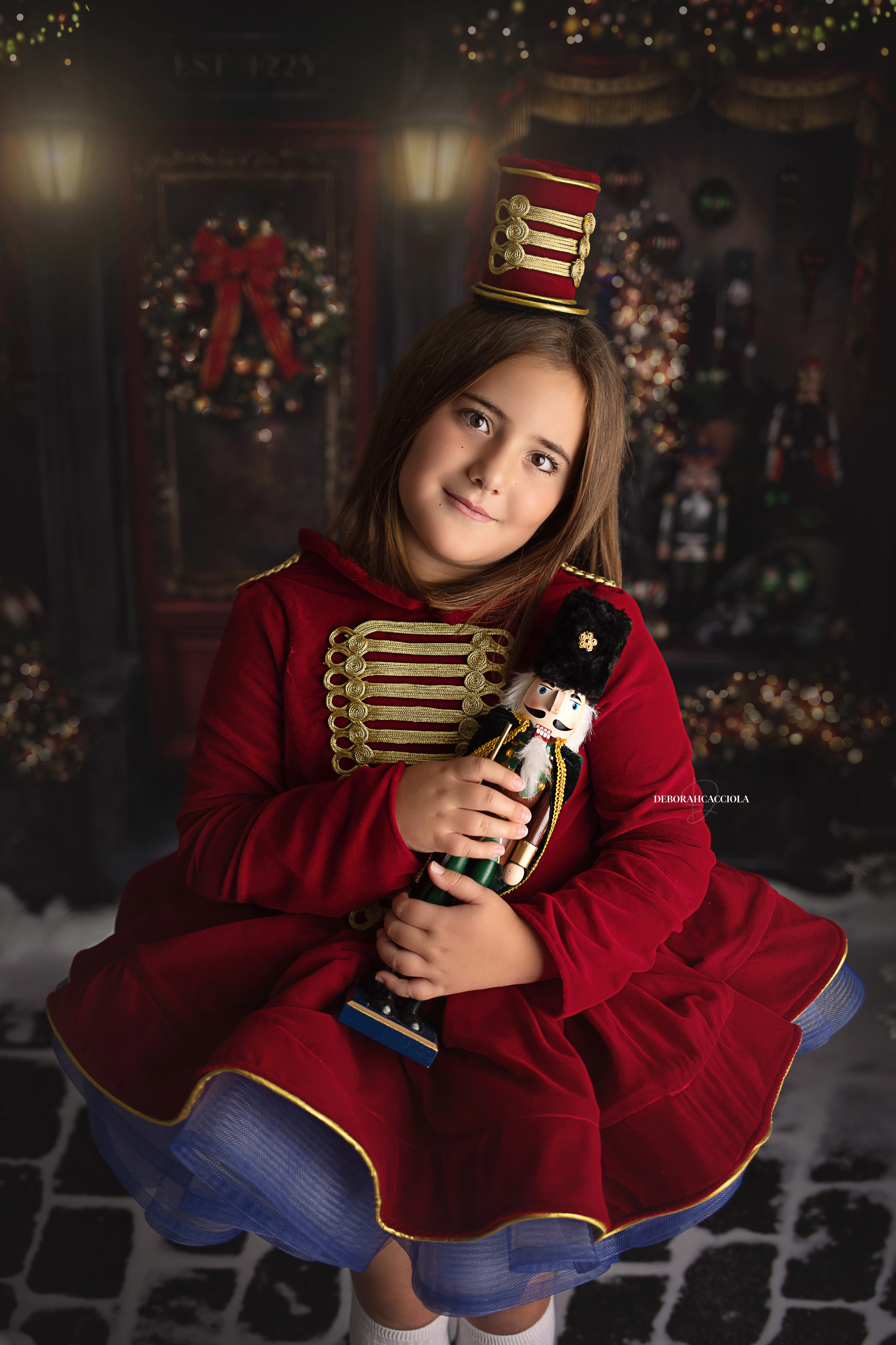 retrato de Navidad Orléans, Francia: ambiente navideño, encuadre vertical suave, colores suaves