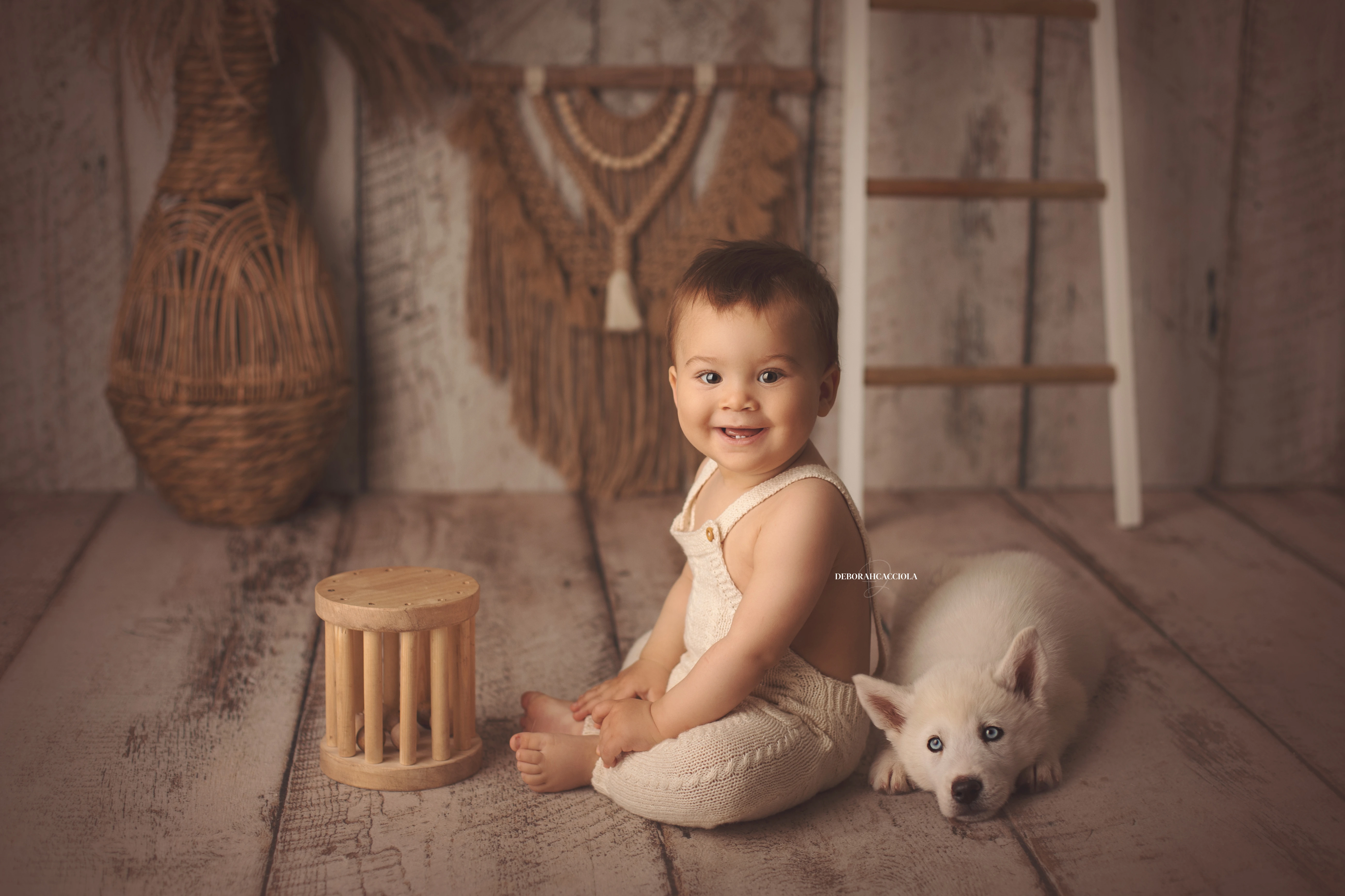 Photo anniversaire studio Orléans : moment festif en studio, cadrage horizontal équilibré, couleurs douces