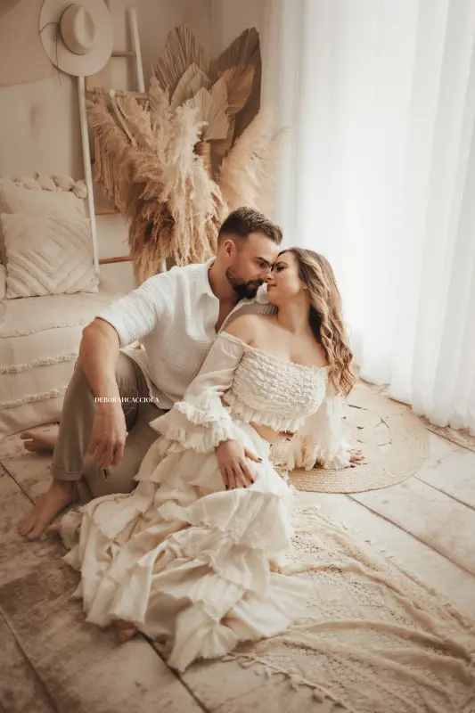 Séance bohème à Orléans - ambiance bohème naturelle, plan vertical naturel, palette claire