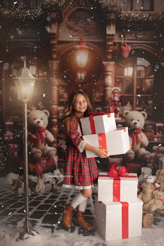 Séance Noël à Orléans - portrait en décor de Noël, plan vertical naturel, couleurs douces