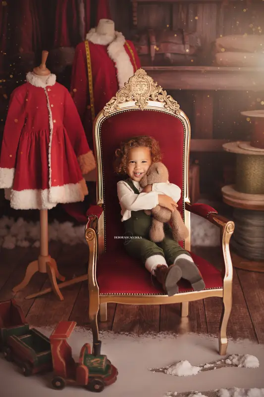 Photo Noël studio Orléans : instant festif de fin d'année, composition resserrée élégante, palette claire