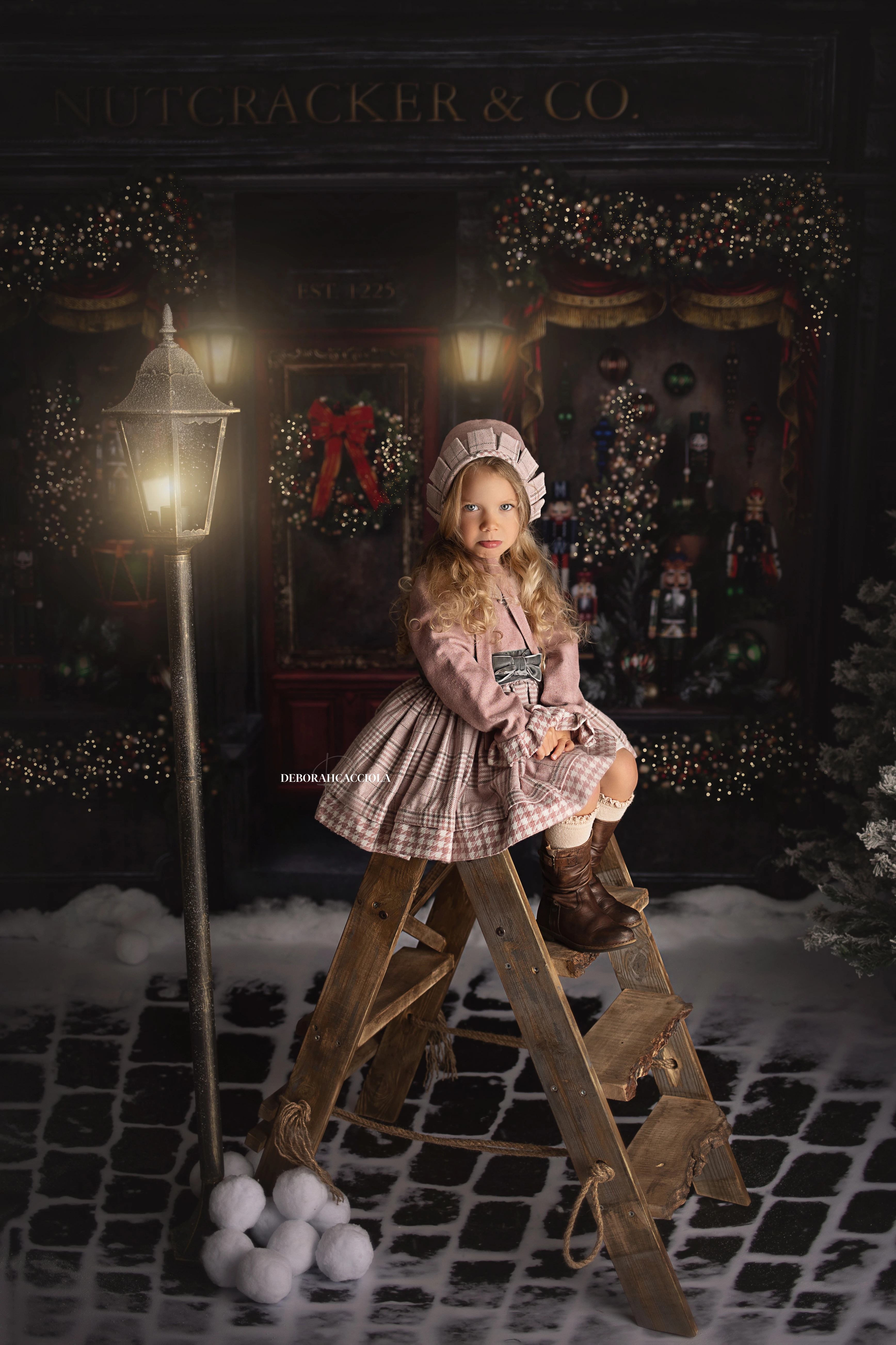 Portrait Noël Orléans : ambiance de Noël, cadrage vertical doux, couleurs douces