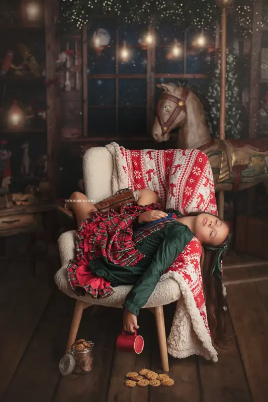 Photo Noël studio Orléans : instant festif de fin d'année, cadrage vertical doux, tonalités naturelles