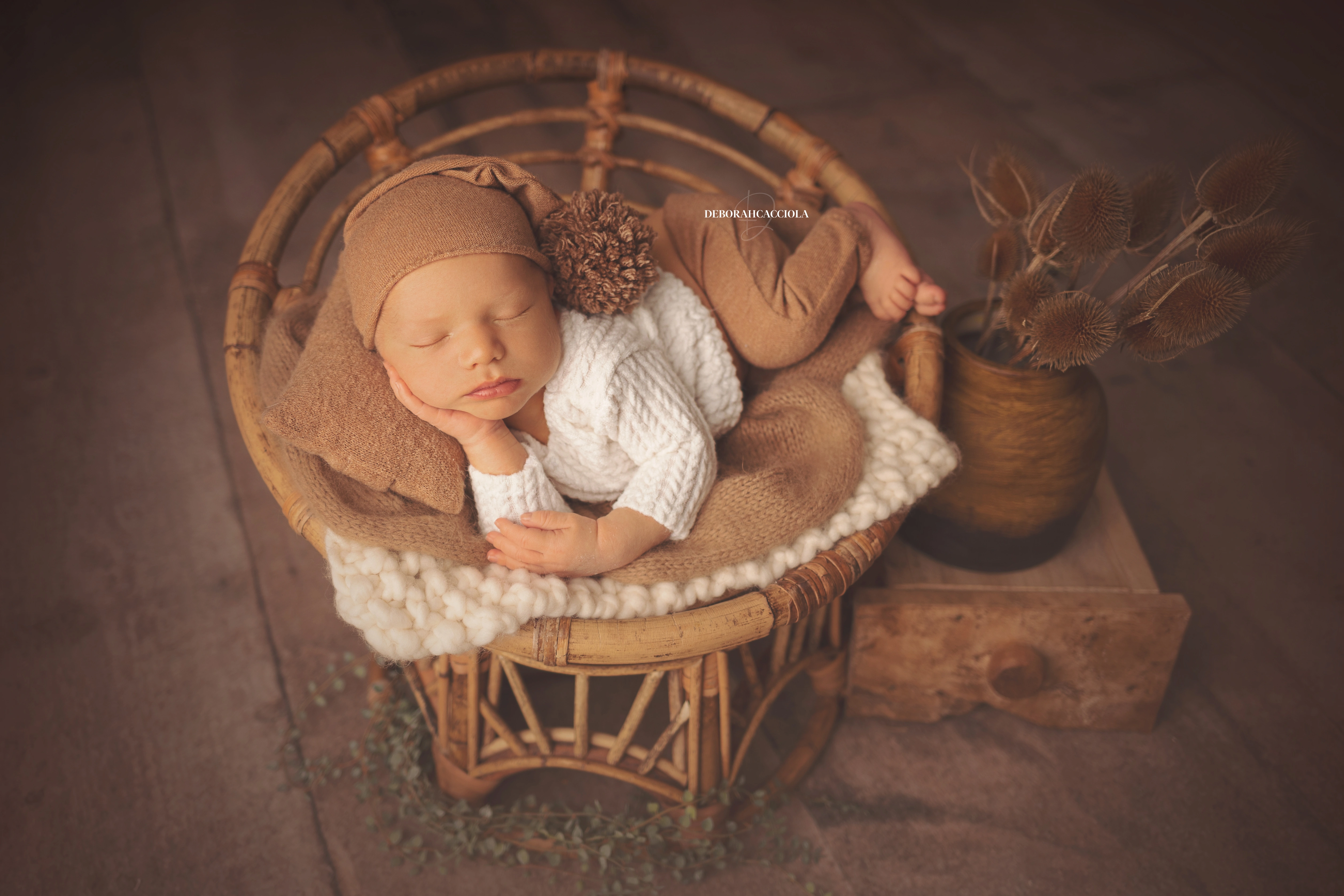 Portrait nouveau-né à Orléans : bébé dans ses premiers jours, composition large et naturelle, rendu naturel