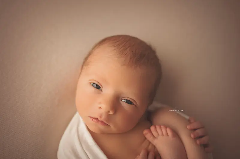 Portrait nouveau-né à Orléans : bébé dans ses premiers jours, composition large et naturelle, tonalités naturelles