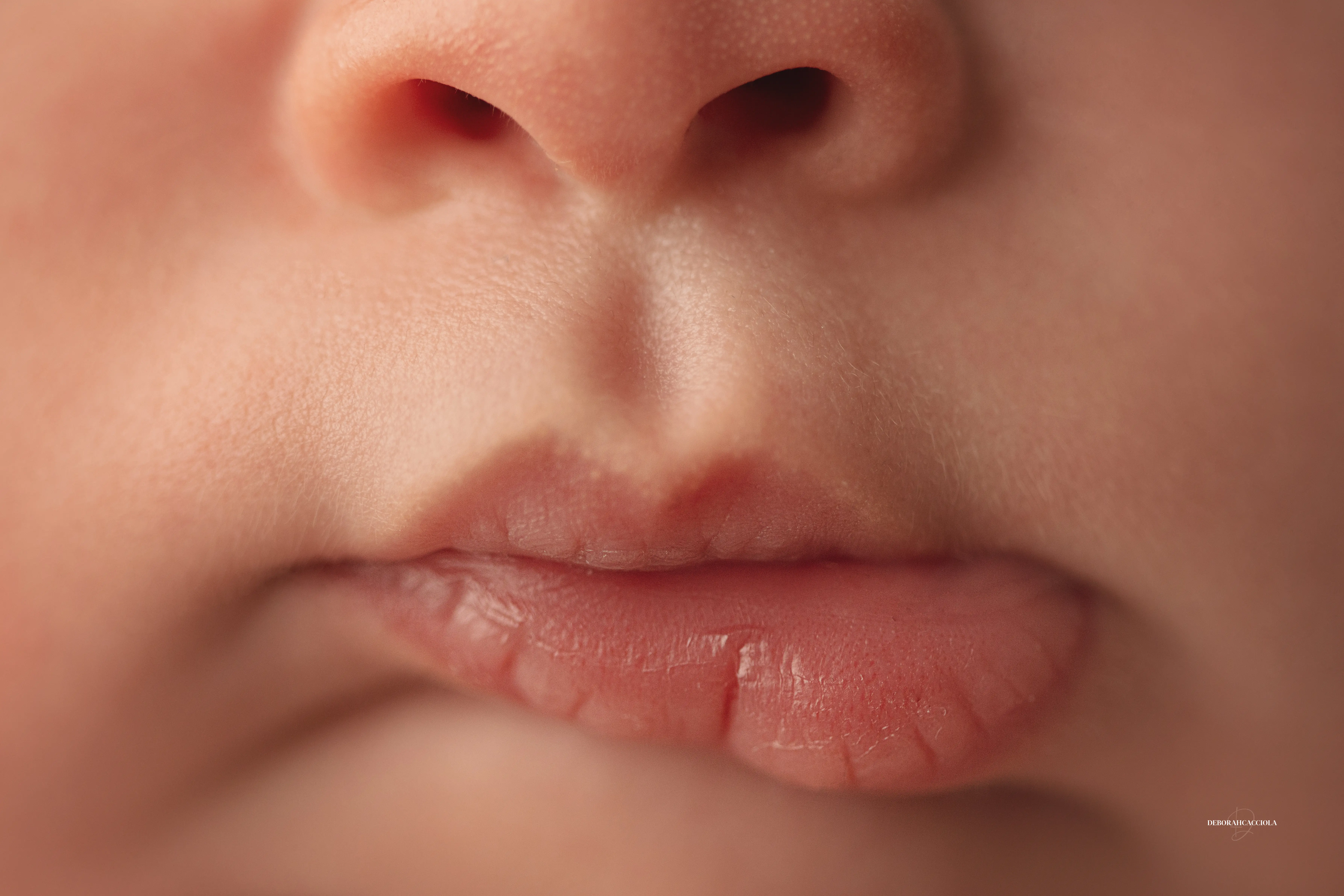 Portrait nouveau-né Orléans : portrait délicat de bébé, cadrage horizontal équilibré, tonalités naturelles