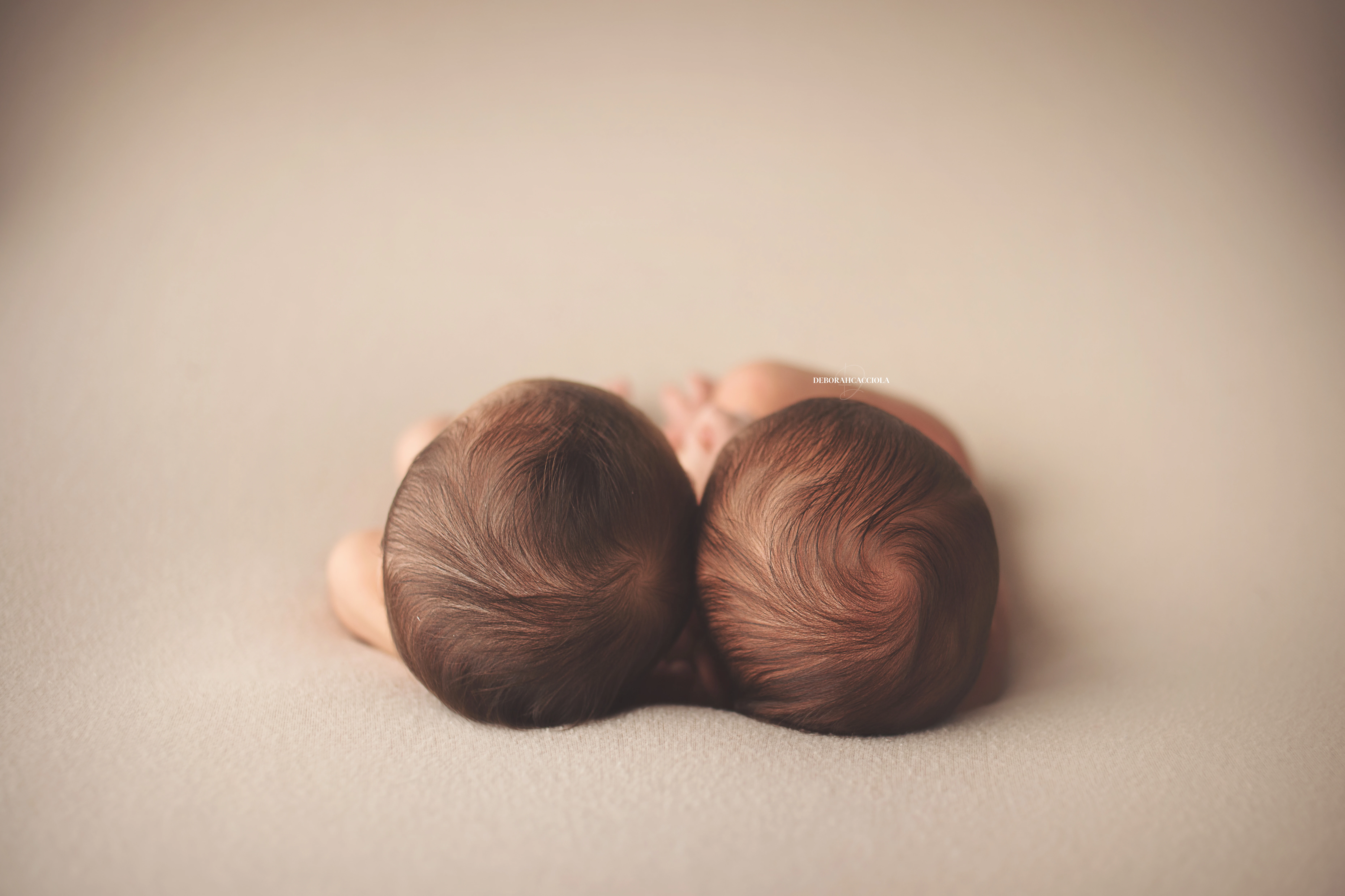 Portrait nouveau-né Orléans : nouveau-né en studio, scène panoramique douce, couleurs douces